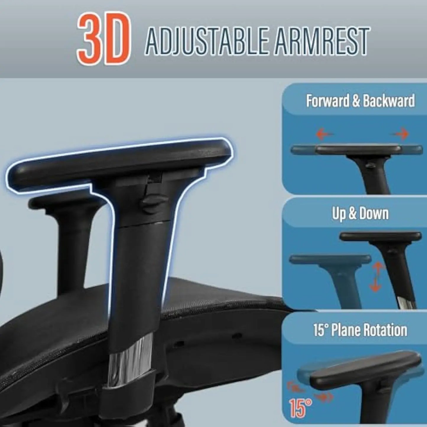 Ergonomic Mesh Office Chair with 3D Adjustable Armrest,High Back Desk Computer Chair Ergo3D Ergonomic with Wheels for Home & Of