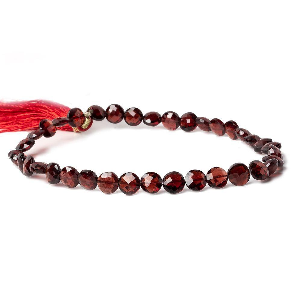5.5mm Garnet Side Drilled Faceted Coin Beads 9 inch 36 pieces