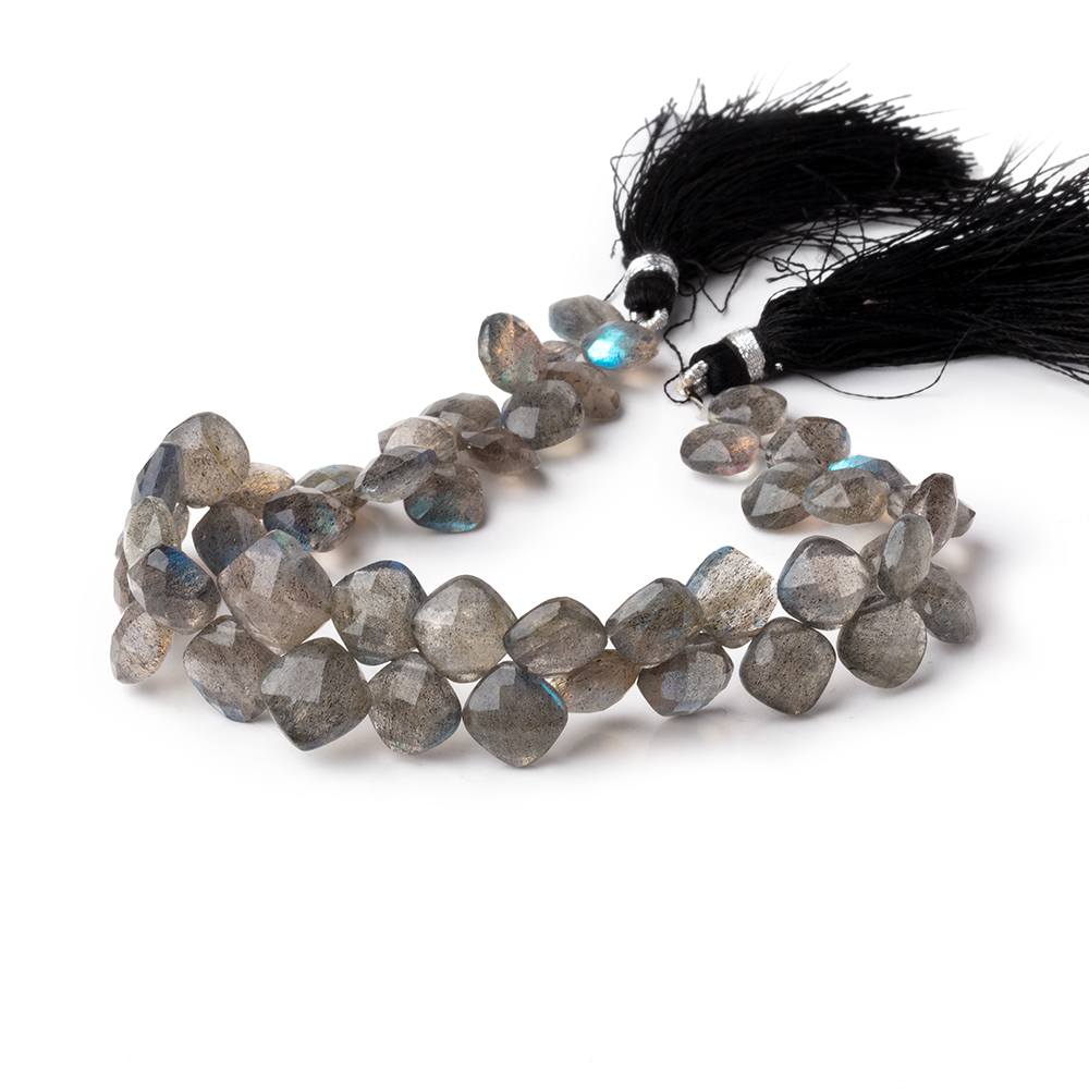 6-10mm Labradorite Faceted Pillow Beads 8 inch 44 pieces