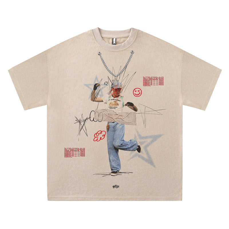 Men's Clothing Cool Suede Unisex Short Sleeve T-Shirt Trendy