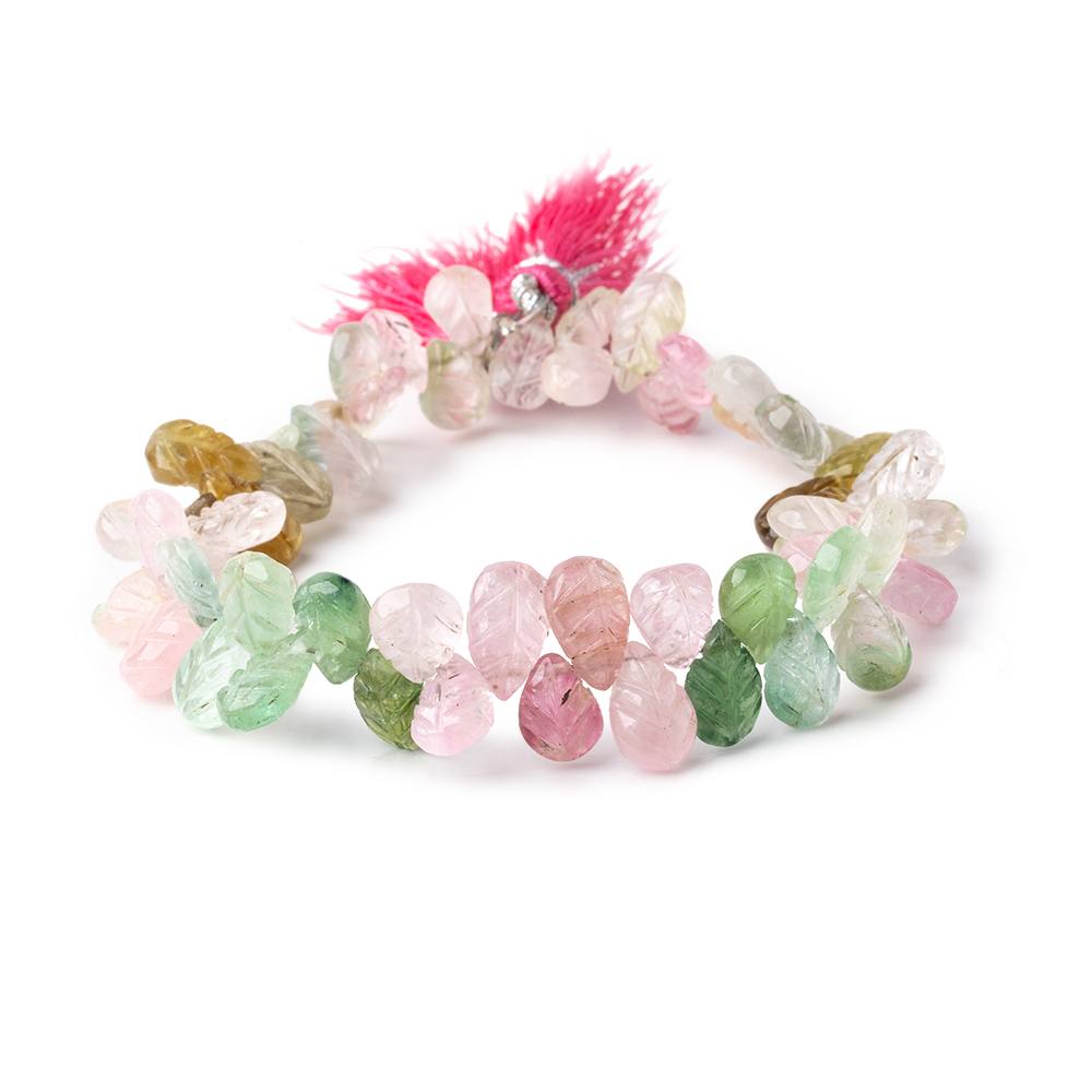 5x8mm Afghani Tourmaline Carved Pear Beads 7.5 inch 57 pieces AA