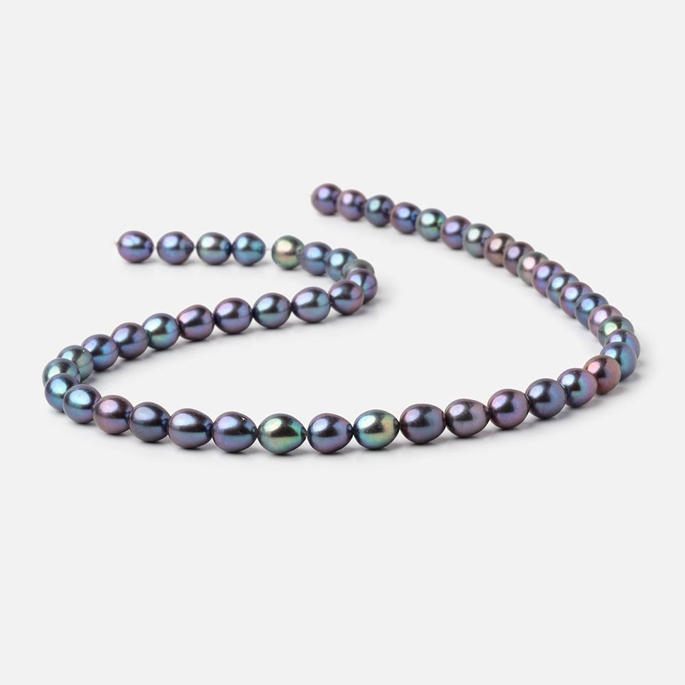 7x9mm Peacock Straight Drill Oval Freshwater Pearls 16 inch 49 Beads