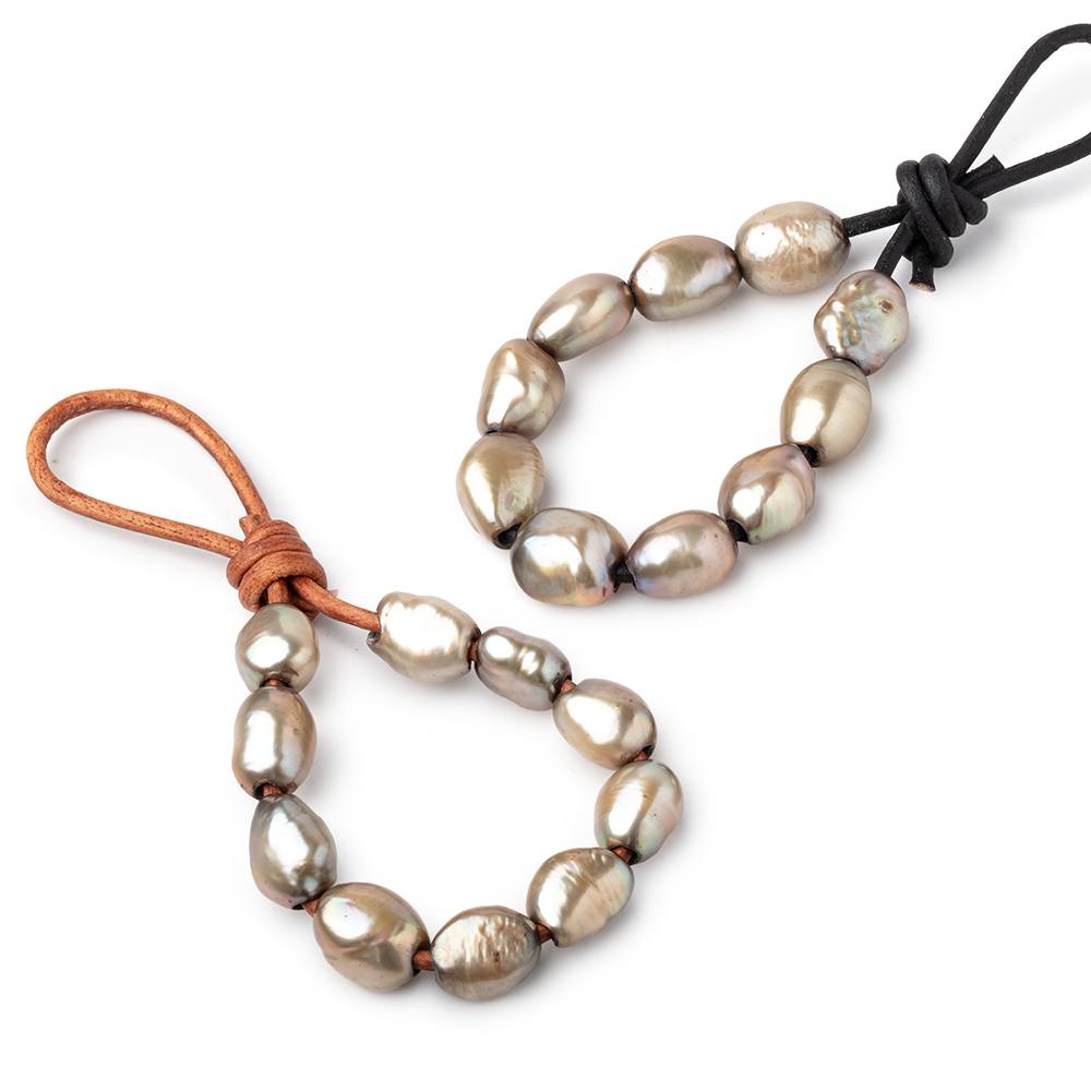 10-11mm Marsh Green Large Hole Baroque Pearls Set of 10