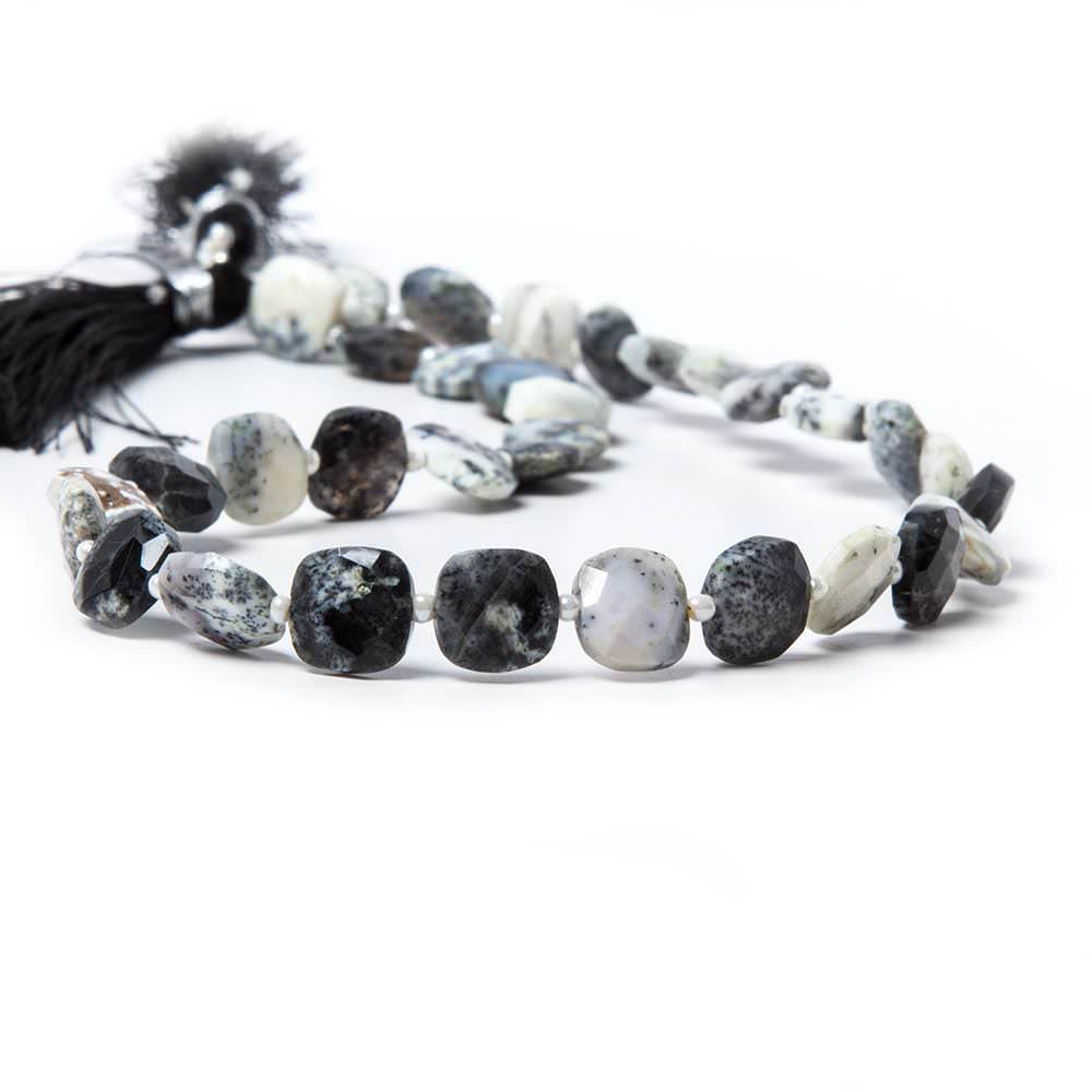 8.5-9mm Dendritic Opal faceted pillow beads 14 inch 33 pieces