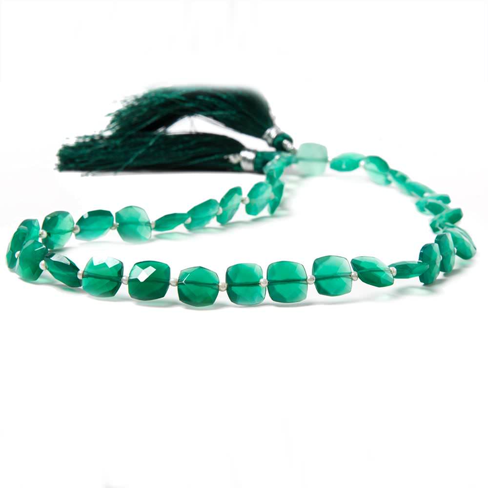 8mm Green Onyx faceted pillow beads 14 inch 36 pieces