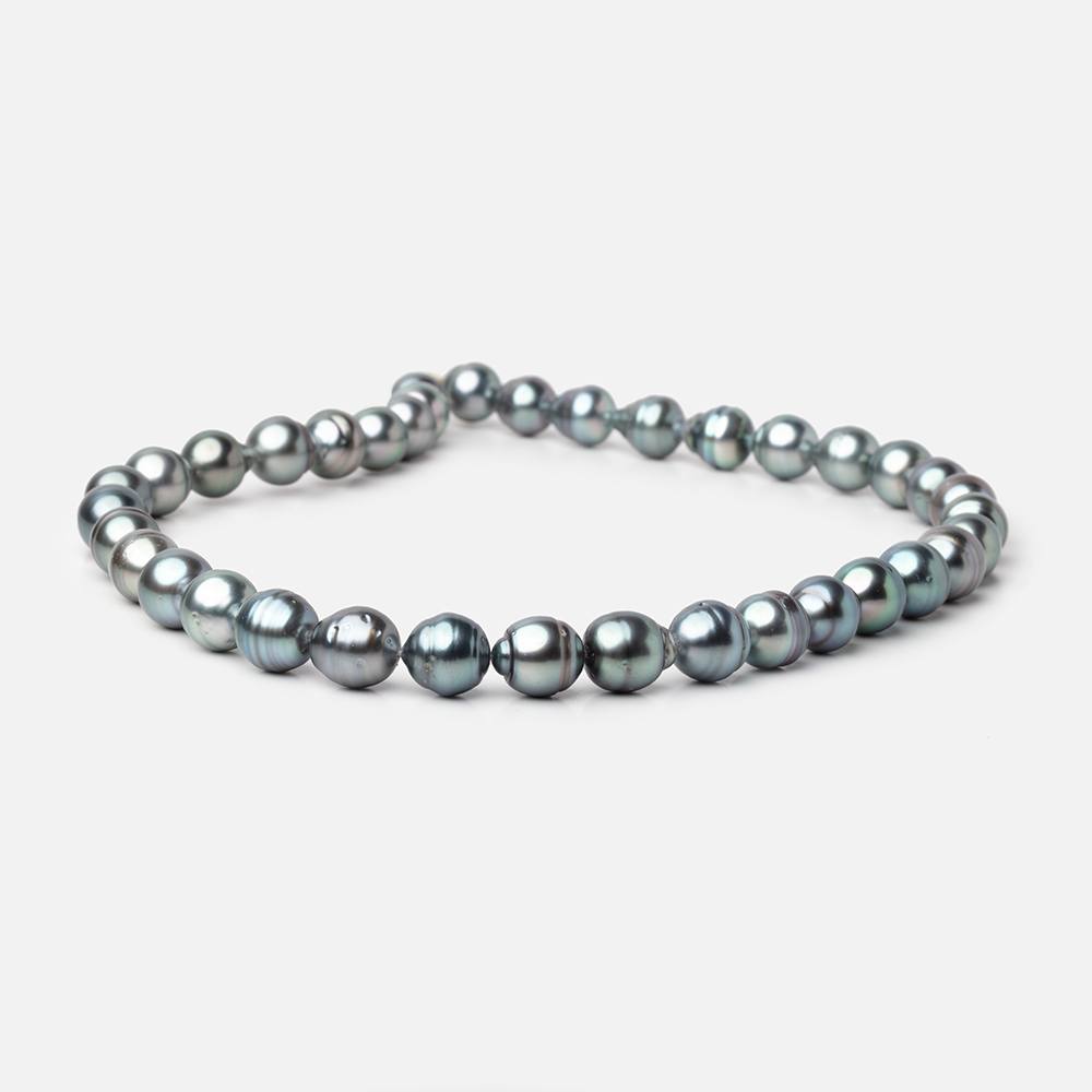 9-10mm Silver Tahitian Saltwater Pearl Beads 16 inch 37 pieces A