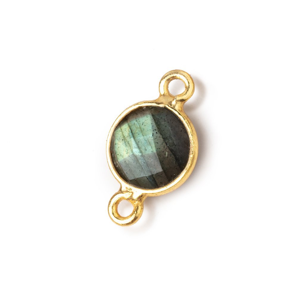9mm Vermeil Bezel Labradorite Faceted Coin Connector 1 piece