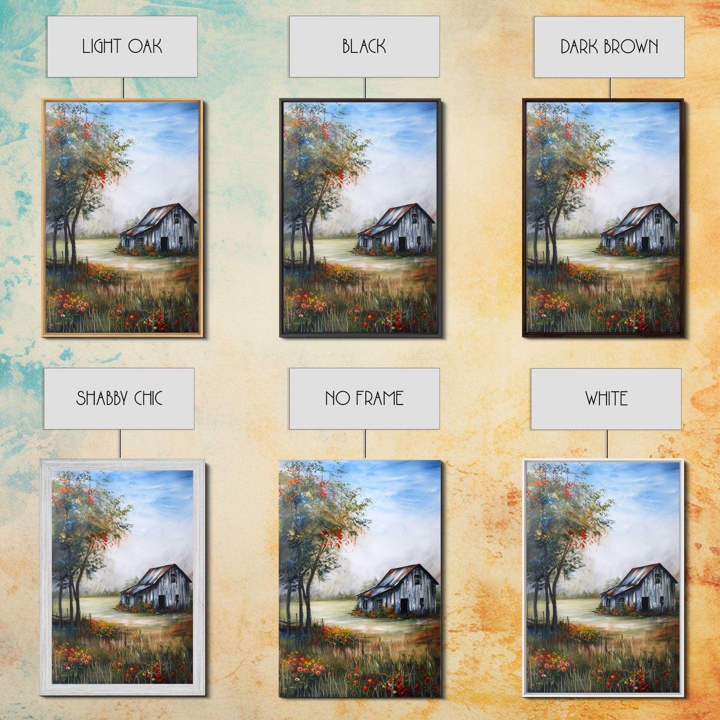 Idyllic Barn Scene with Rustic Charm - Framed Canvas Print, Country Living Room Decor, Farmhouse Wall Art, Barn Art Print for Bedroom