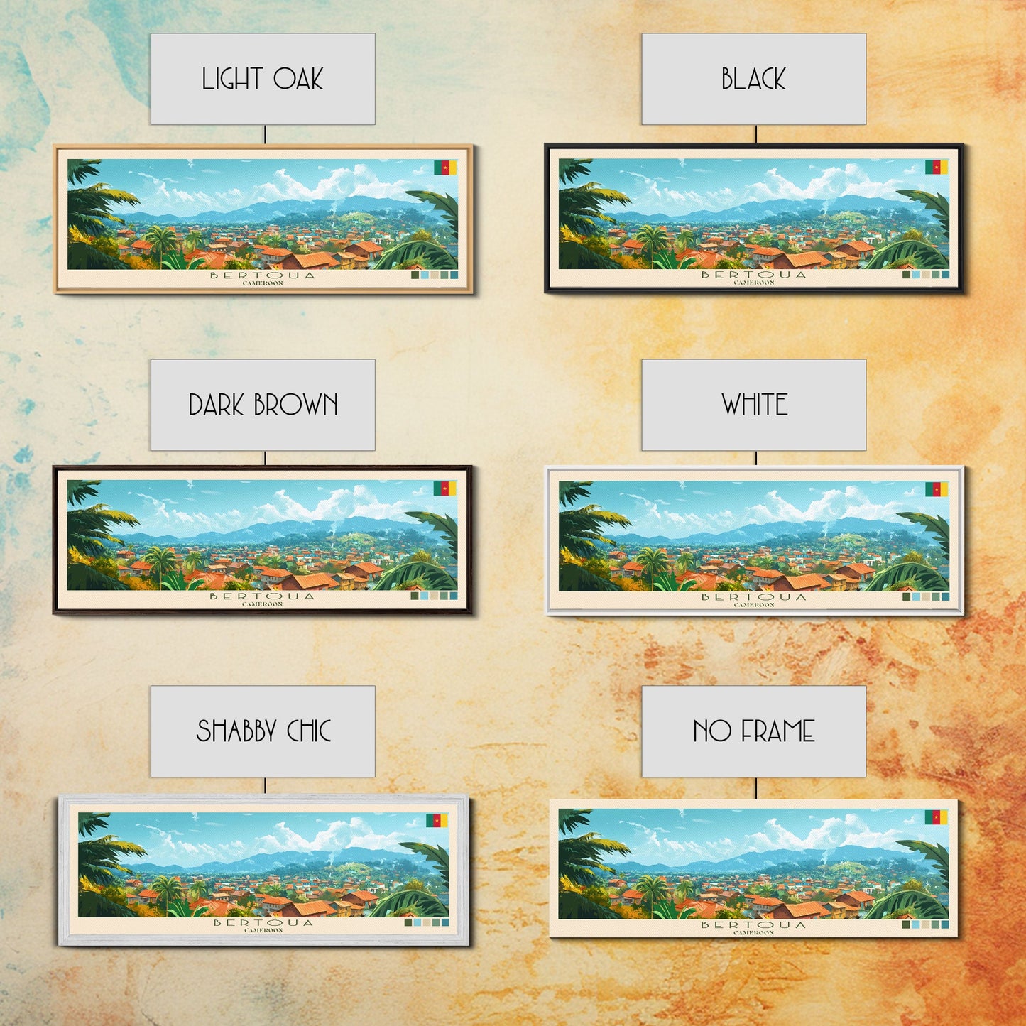 Bertoua, Cameroon Travel Poster Panoramic Canvas Print, Bertoua, Cameroon Painting, Cameroon Art, Bertoua Travel Art, Guest Room Painting