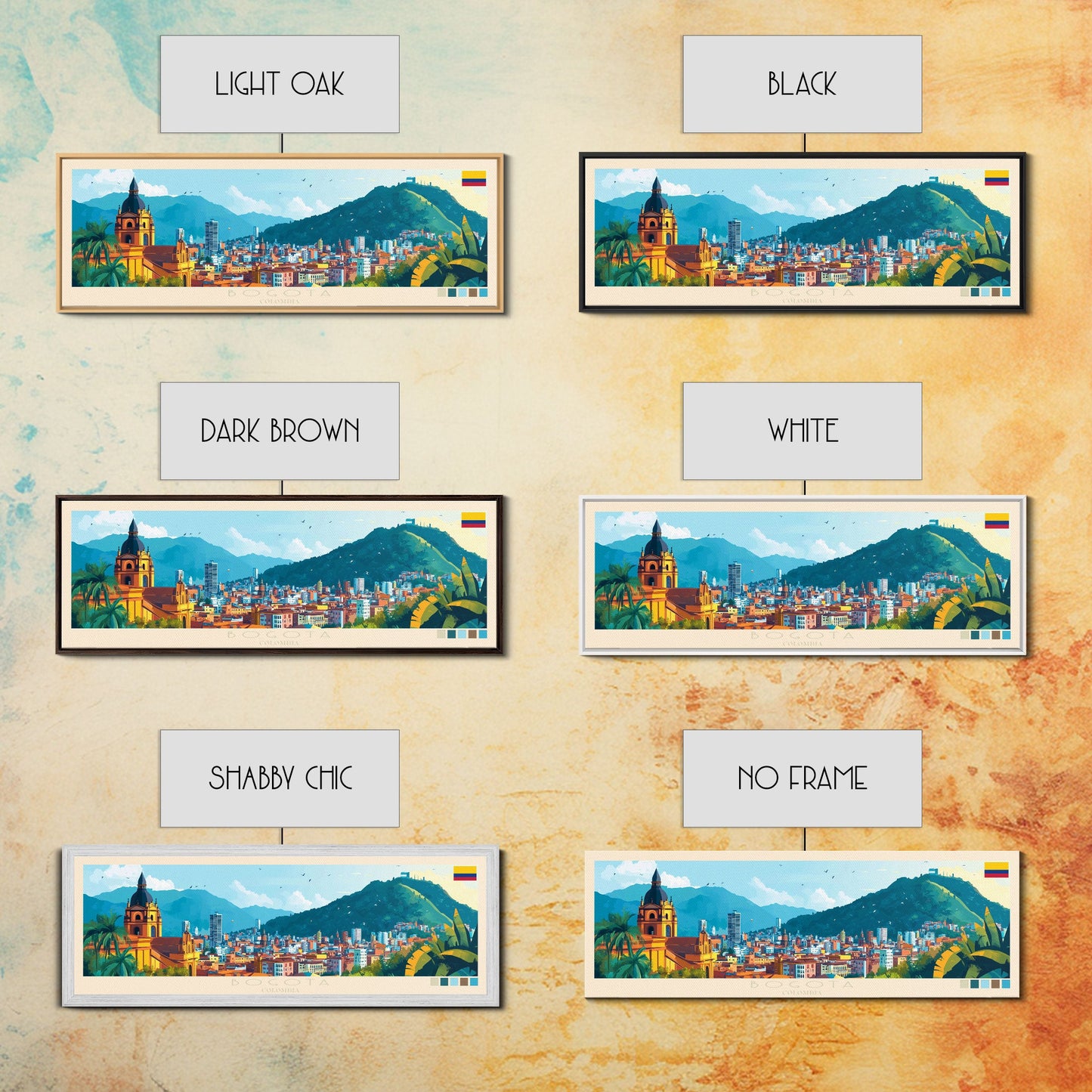 Bogota, Colombia Travel Poster Panoramic Canvas Print, Bogota, Colombia Painting, Colombia Art, Bogota Travel Art, Guest Room Painting