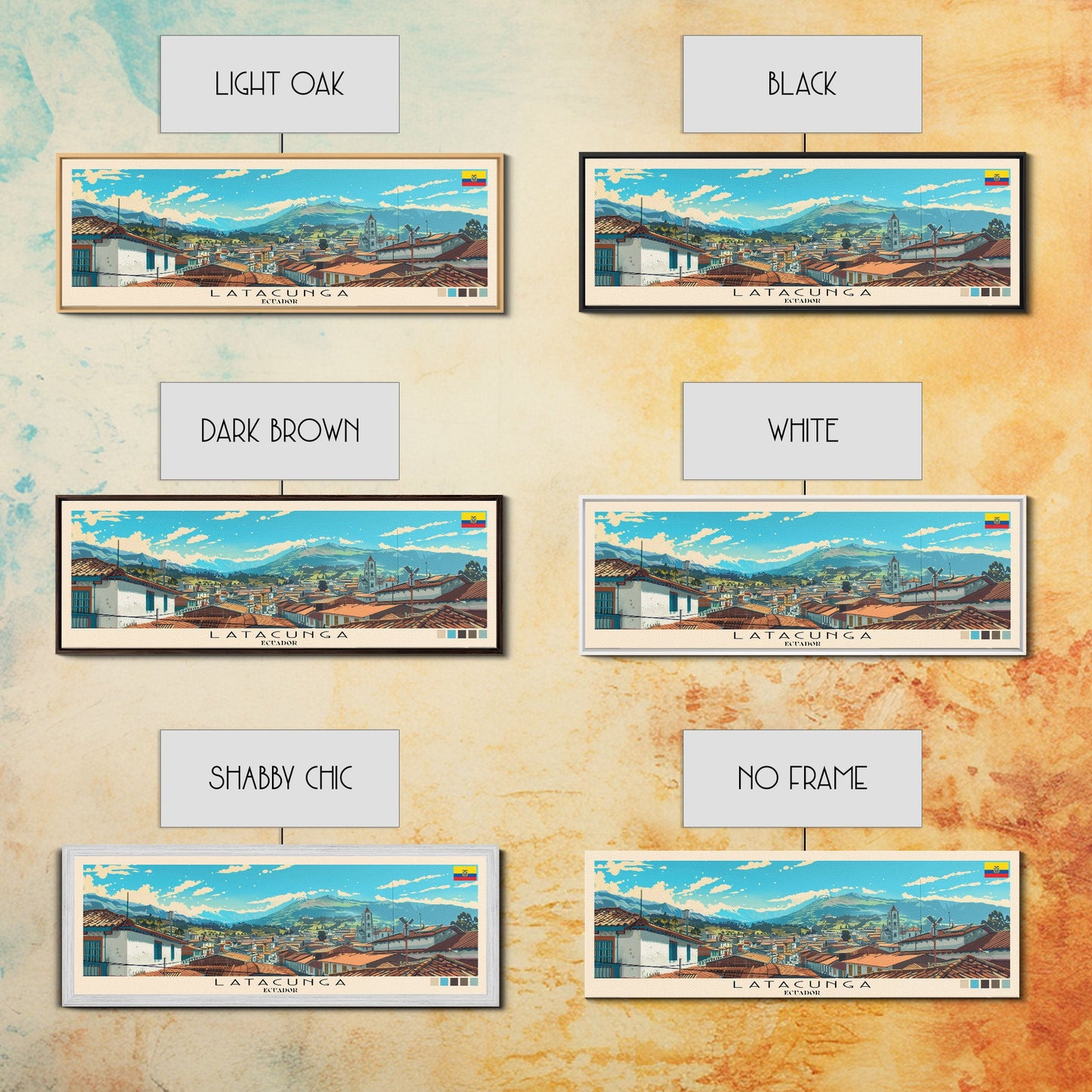 Latacunga, Ecuador Panoramic Canvas Print, Latacunga, Ecuador Painting, Ecuador Art, Latacunga Travel Poster, Travel Art, Housewarming Gift