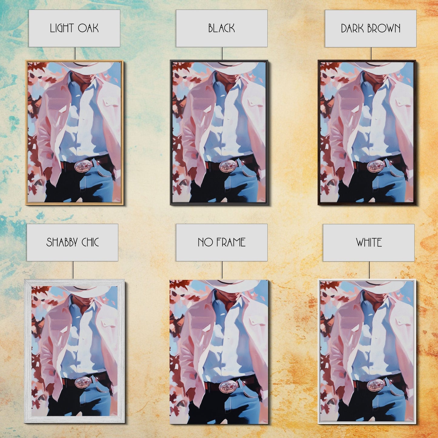 Cowboy Christmas Art Framed Canvas Print, Minimalist Holiday Decor Perfect Seasonal Gift Idea Wall Art 2024