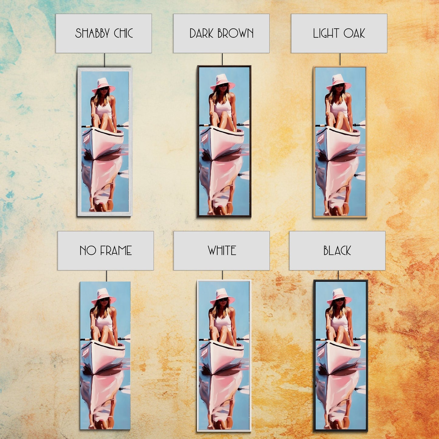 Woman in Kayak, Summer Adventure Art, Coastal Minimalist Painting, Ocean Escape Decor, Outdoor Lover Gift, Framed Canvas Print