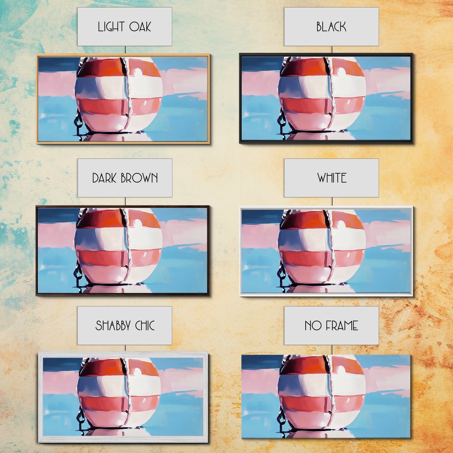 Nautical Buoy Reflection, Coastal Wall Art, Ocean Beach Print, Minimalist Seaside Decor, Modern Nautical Art, Bedroom Framed Canvas Print