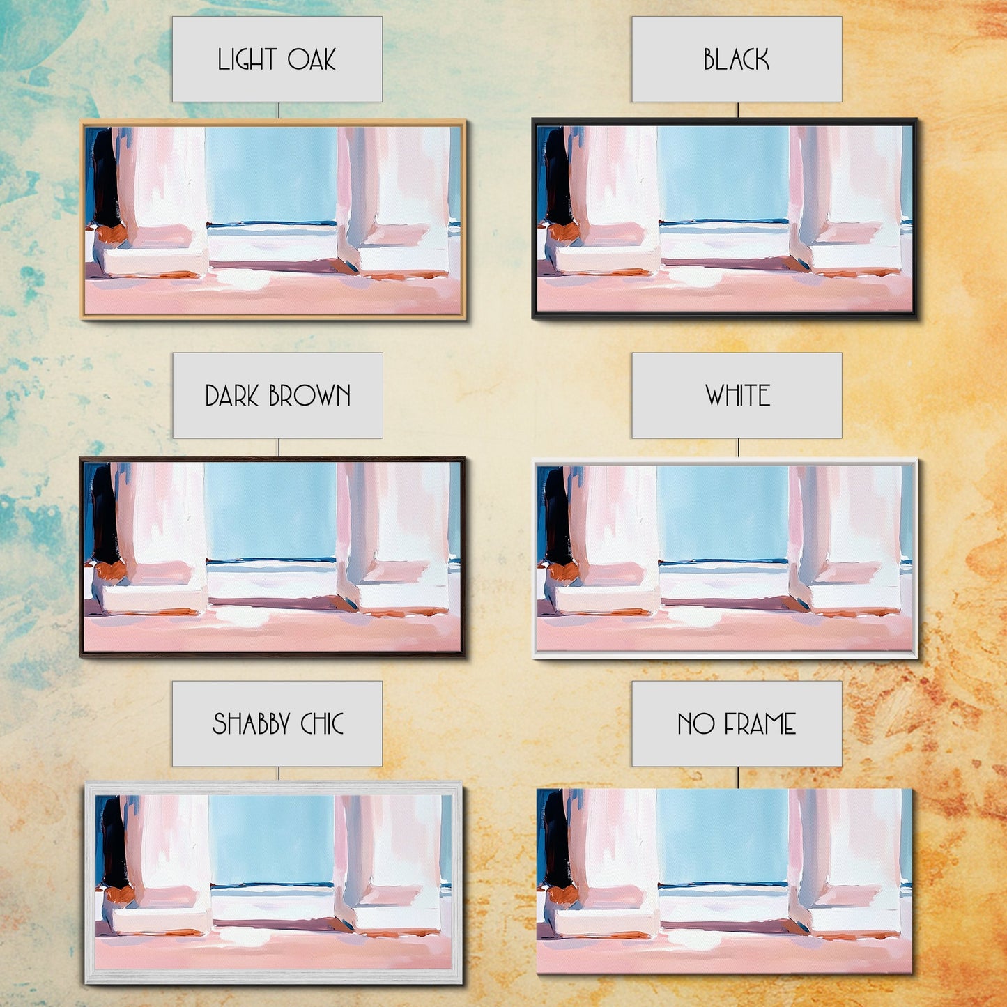 Window View, Coastal Dream, Minimalist Seascape, Pastel Home Decor, Beach Aesthetic, Living Room Wall Art, Modern Art, Framed Canvas Print