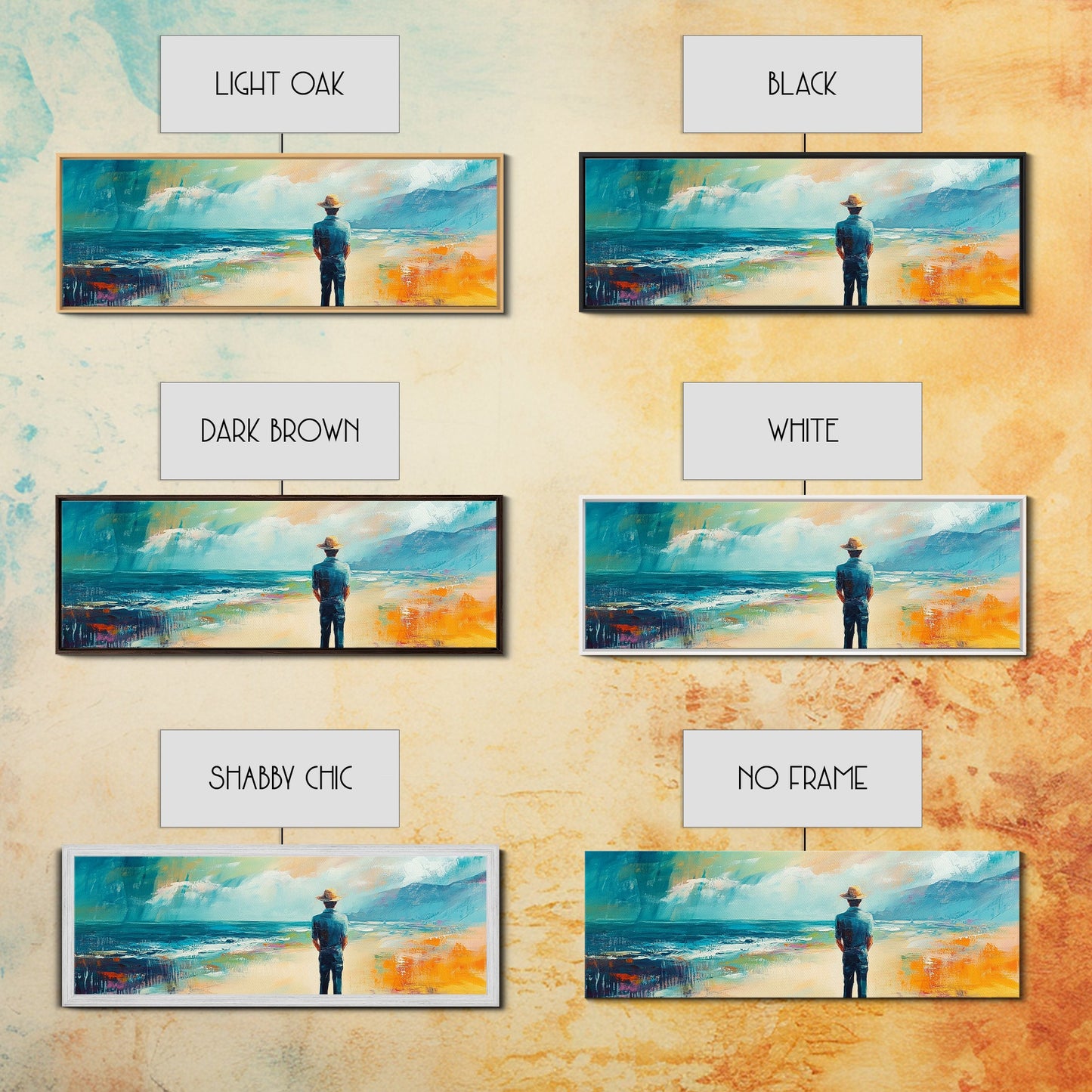 Coastal Wanderer, ocean painting, seascape painting, beach decor, nautical wall art, panoramic art, coastal landscape art, framed canvas print