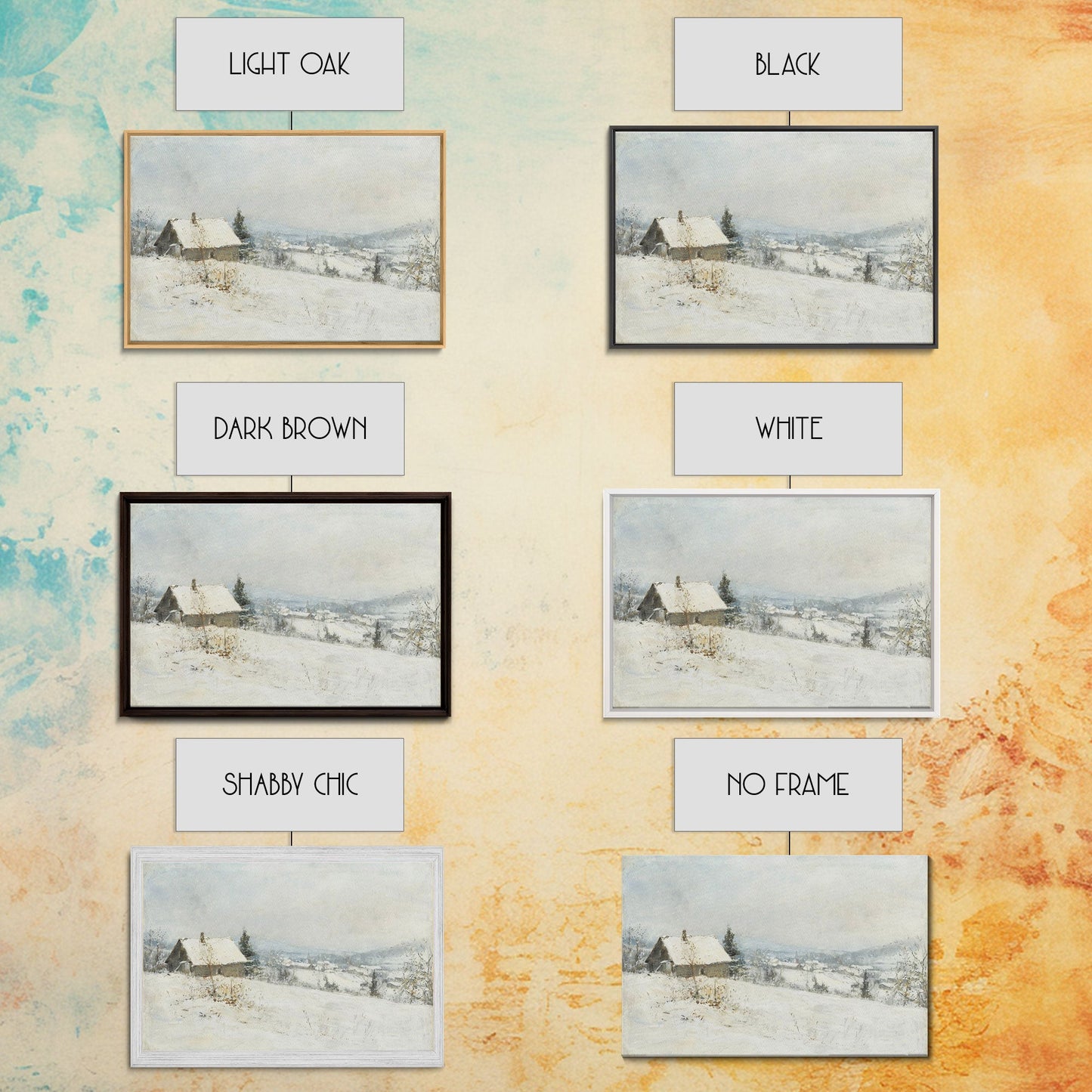 Farmhouse In The Winter, Framed Canvas Print, Christmas Scenary Landscape Painting, Americana Art, Custom Artwork Original