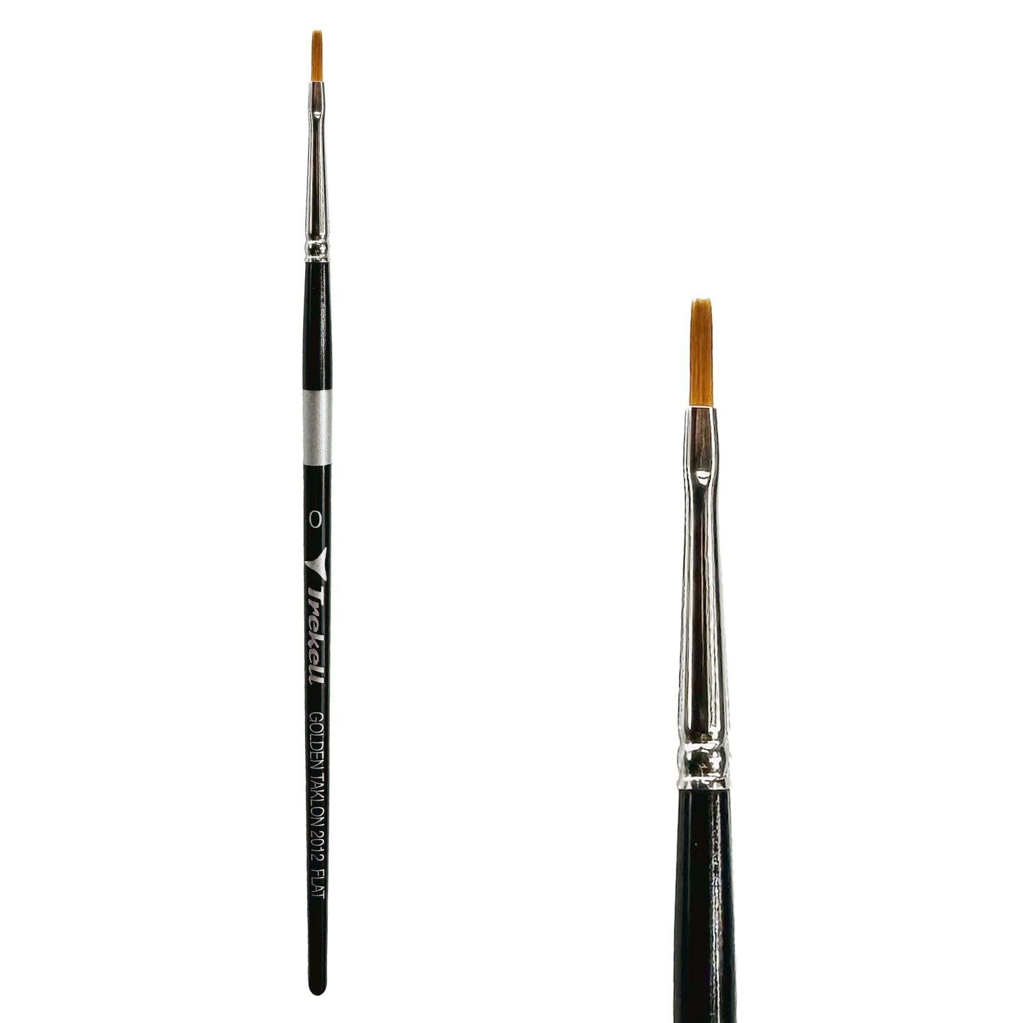 Trekell Golden Taklon Short Handle Artist Brush - Size #0 Flat