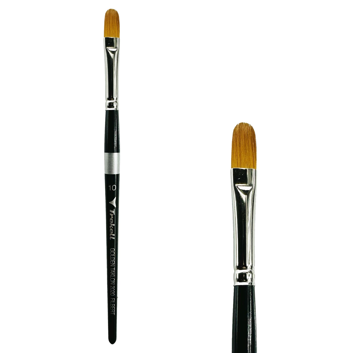 Trekell Golden Taklon Short Handle Artist Brush - Size #10 Filbert