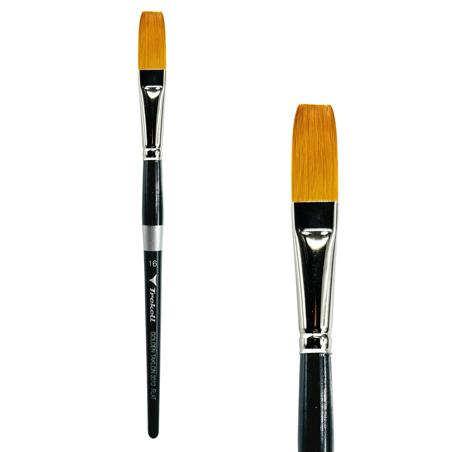 Trekell Golden Taklon Short Handle Artist Brush - Size #16 Flat