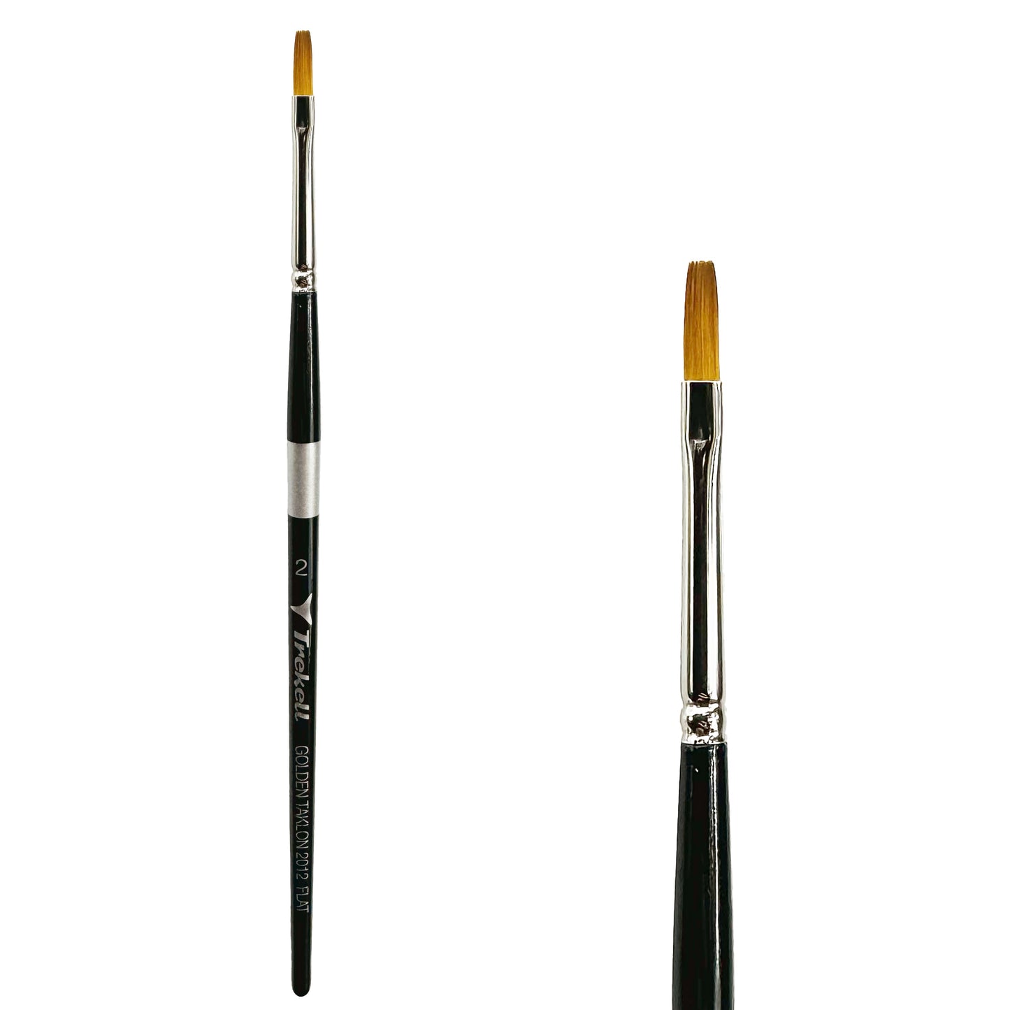 Trekell Golden Taklon Short Handle Artist Brush - Size #2 Flat