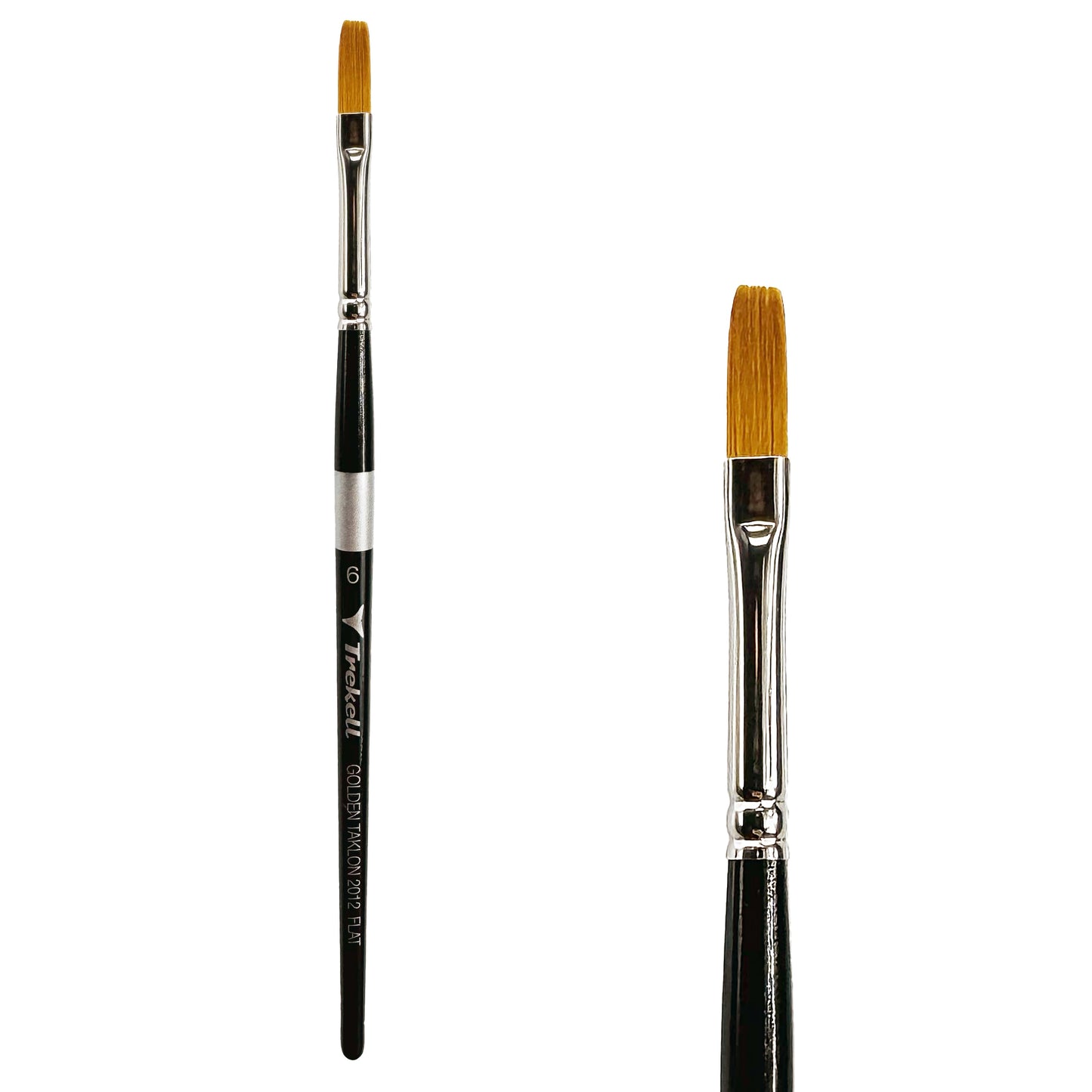 Trekell Golden Taklon Short Handle Artist Brush - Size #6 Flat