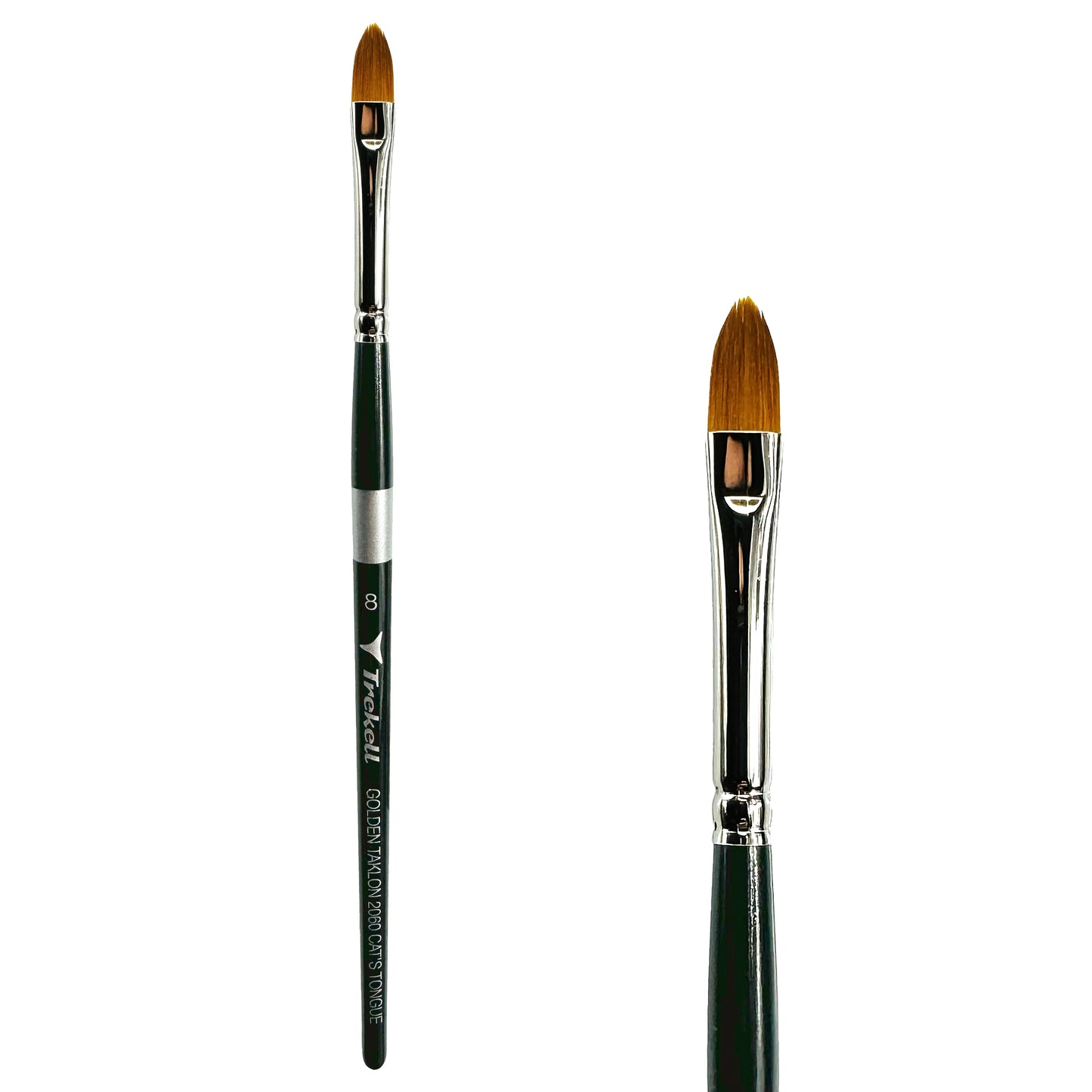 Trekell Golden Taklon Short Handle Artist Brush - Size #8 Cat's Tongue