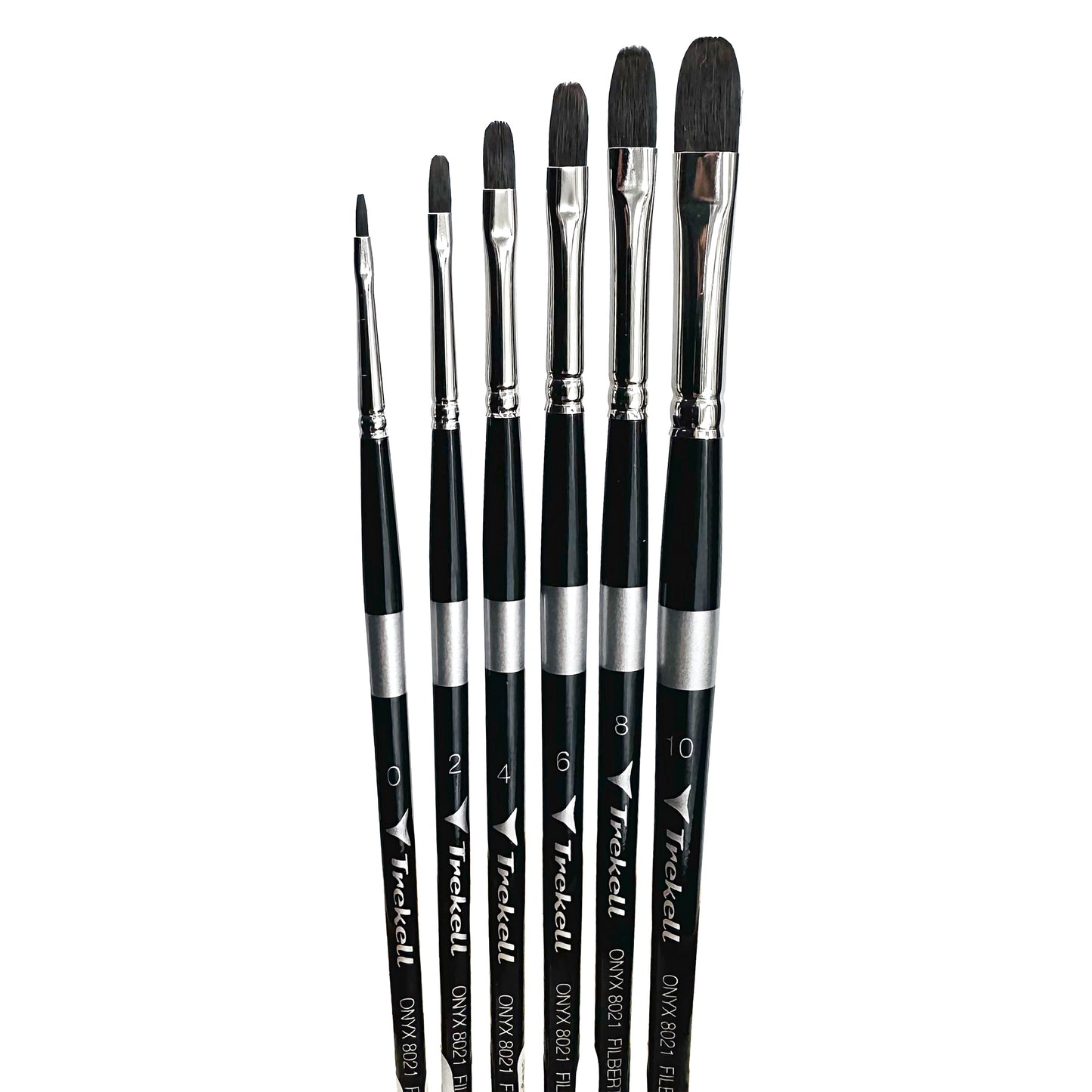 Trekell Onyx Synthetic Squirrel Short Handle Artist Brush - Complete Brush Set - Filbert