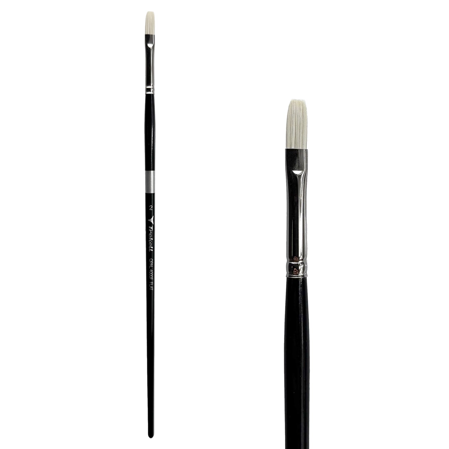 Trekell Opal Synthetic Hog Bristle Short Handle Artist Brush - Size #2 Flat