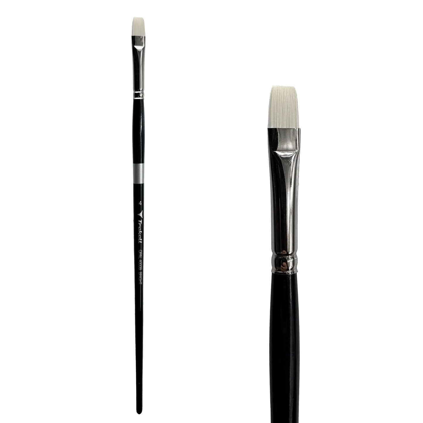 Trekell Opal Synthetic Hog Bristle Long Handle Artist Brush - Size #4 Bright