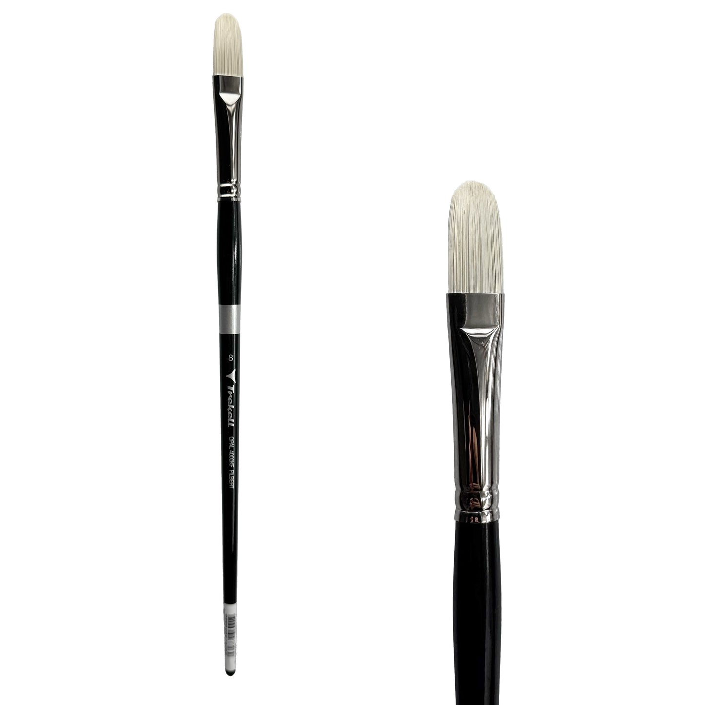 Trekell Opal Synthetic Hog Bristle Long Handle Artist Brush - Size #8 Filbert