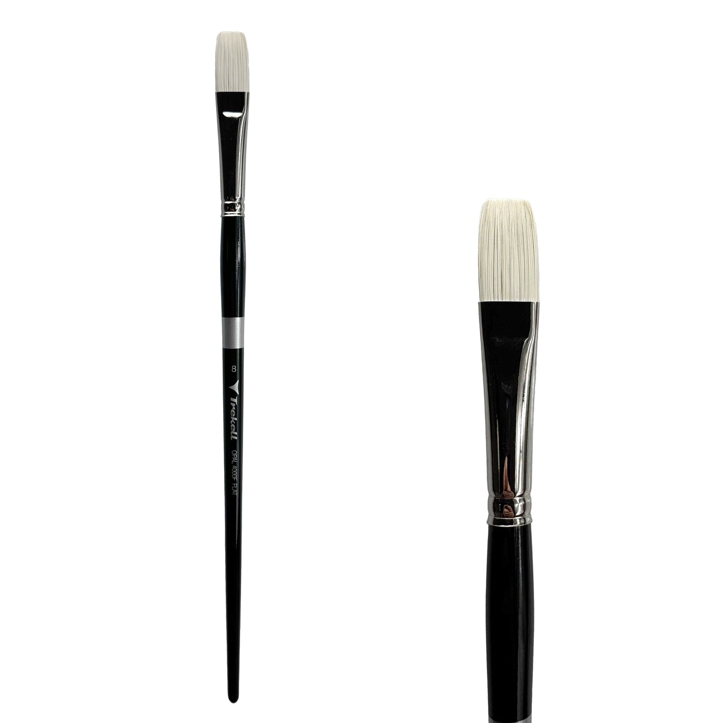 Trekell Opal Synthetic Hog Bristle Long Handle Artist Brush - Size #8 Flat