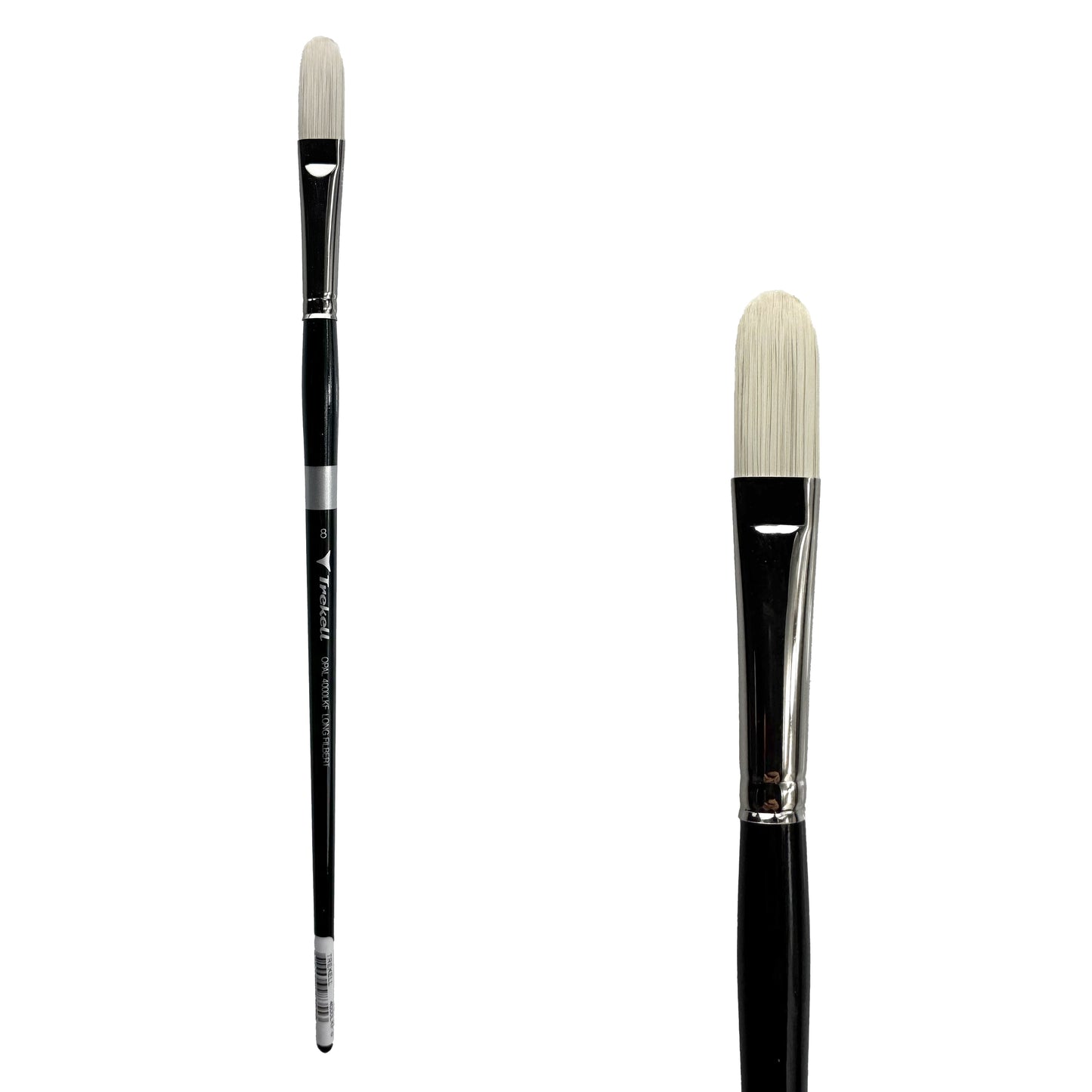 Trekell Opal Synthetic Hog Bristle Long Handle Artist Brush - Size #8 Long Filbert