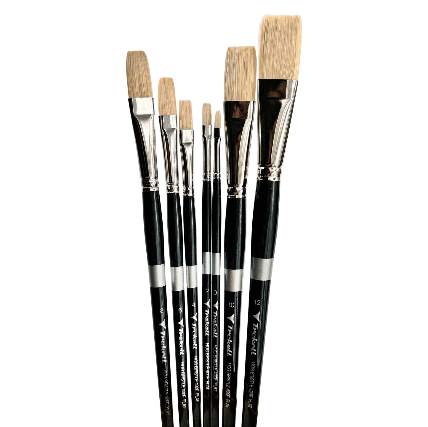 Trekell Hog Bristle Long Handle Artist Brush - Complete Set - Flat