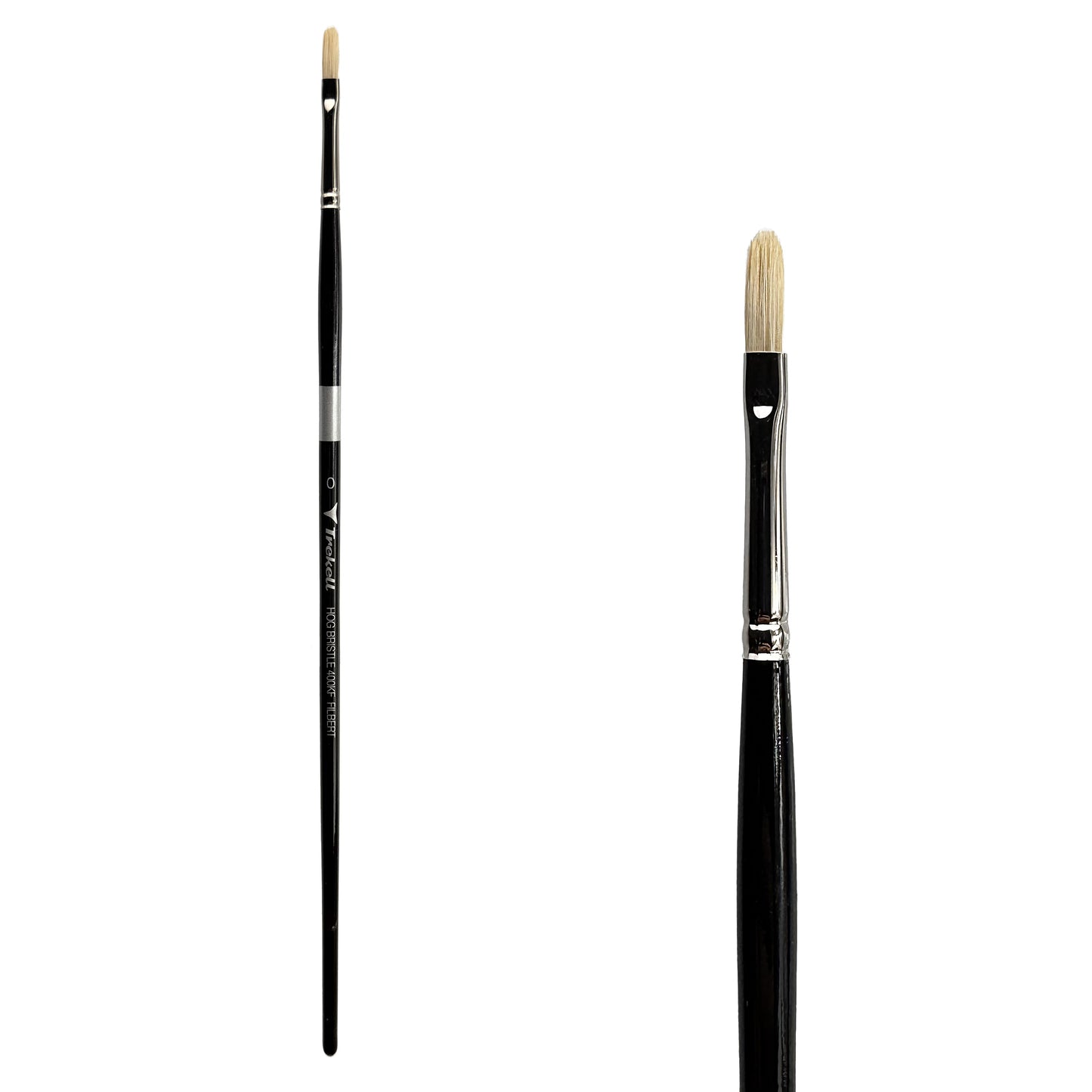 Trekell Hog Bristle Long Handle Artist Brush - Size #0 Filbert