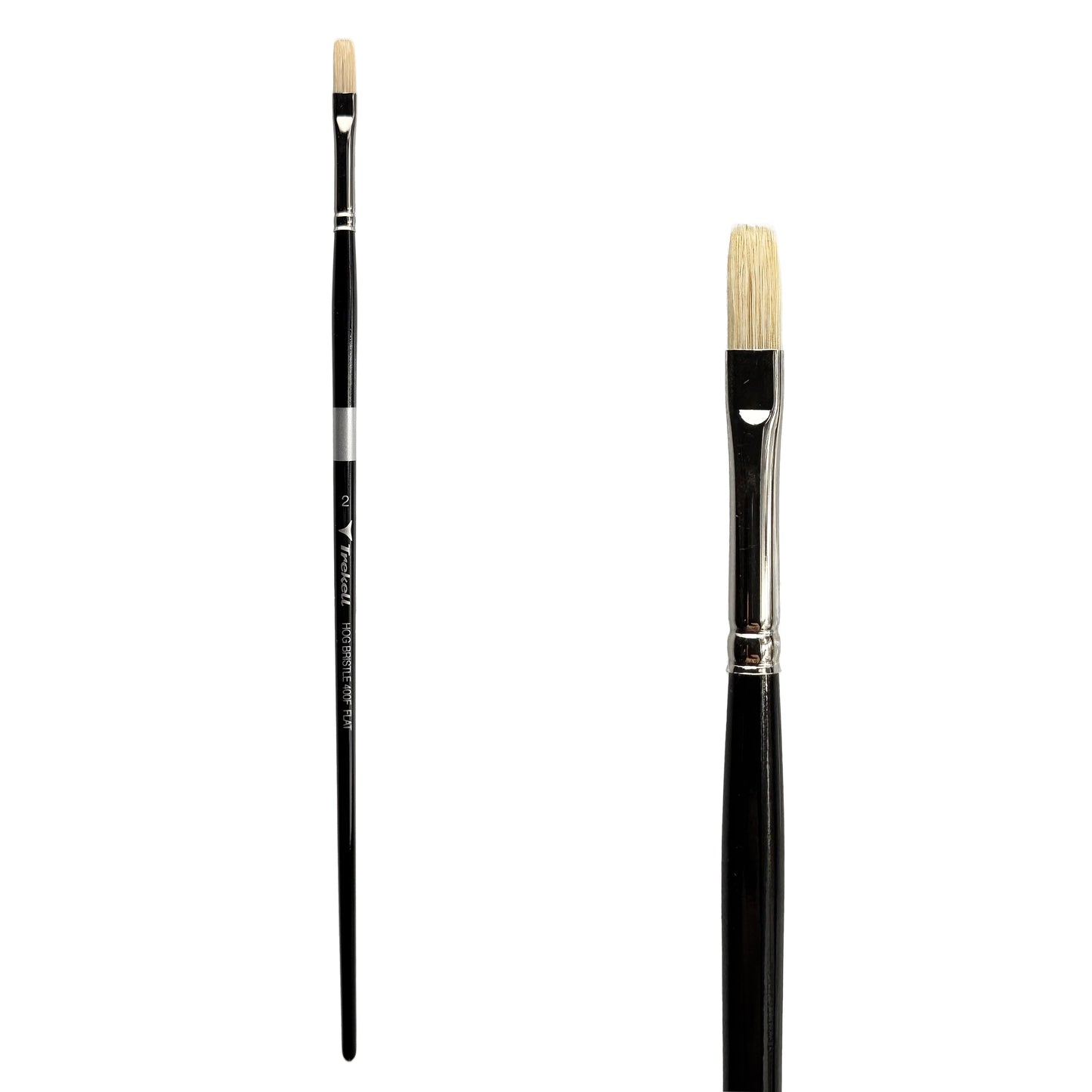 Trekell Hog Bristle Long Handle Artist Brush - Size #2 Flat