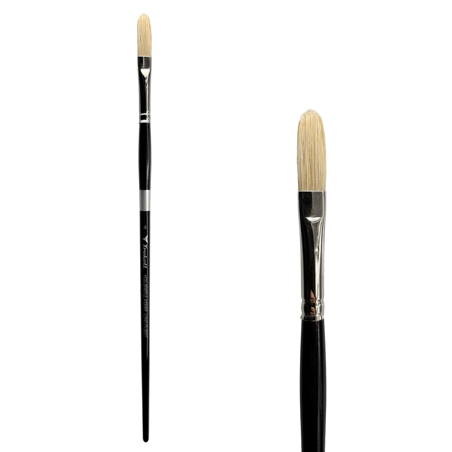 Trekell Hog Bristle Long Handle Artist Brush - Size #4 Long Filbert