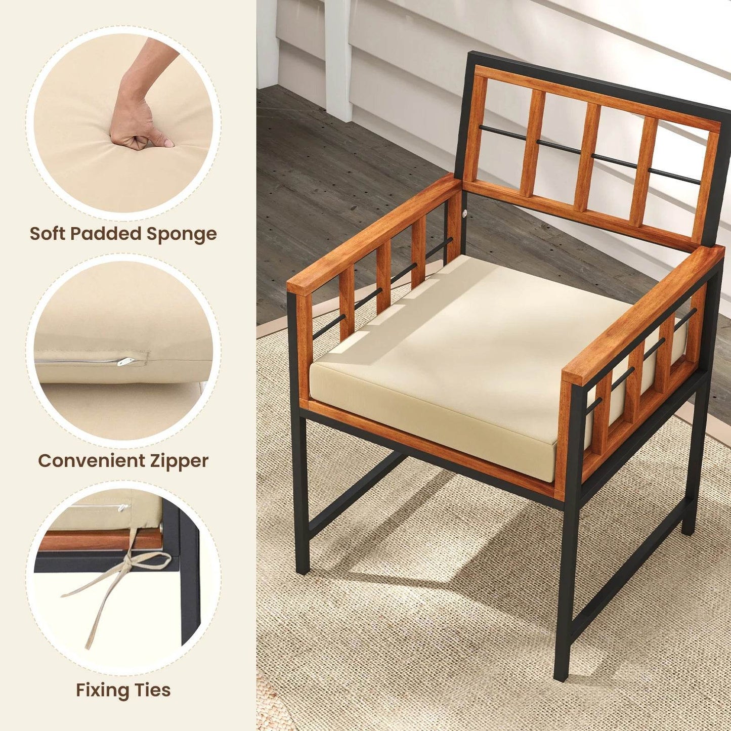 7 Piece Outdoor Patio Dining Set with Acacia Wood Table