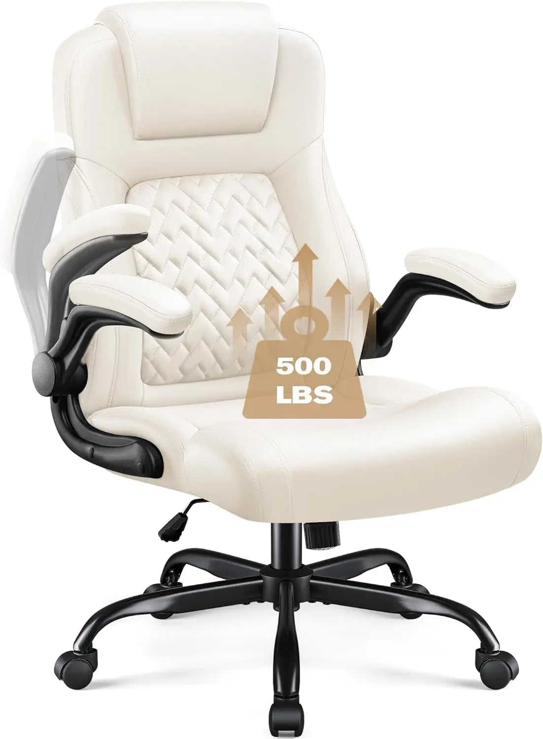 High Back Office Chair, Ergonomic Big and Tall Desk Chair, Adjustable Flip up Armrest Executive Chair Made of PU Leathe