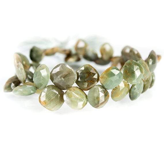 Green Cat's Eye Quartz Faceted Pillow Beads