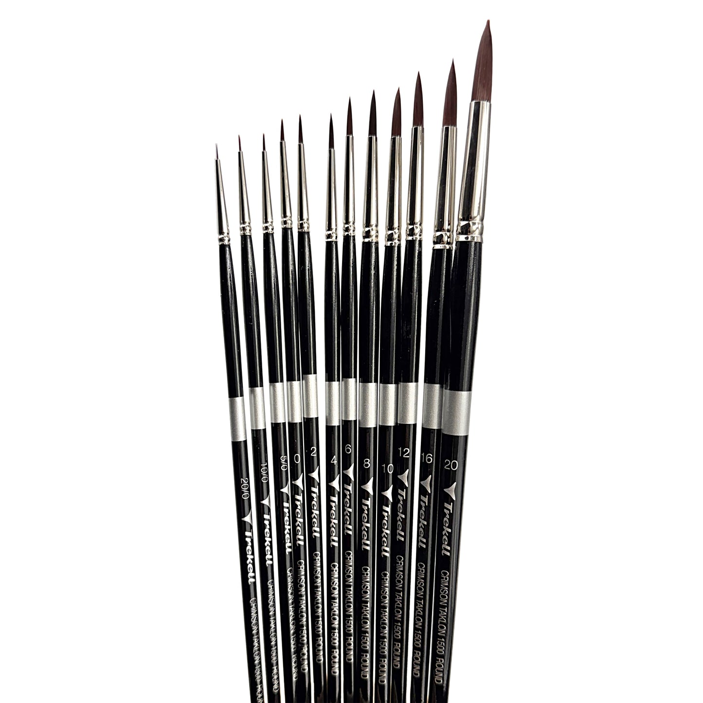 Trekell Crimson Taklon Long Handle Artist Brush - Complete Set - Round