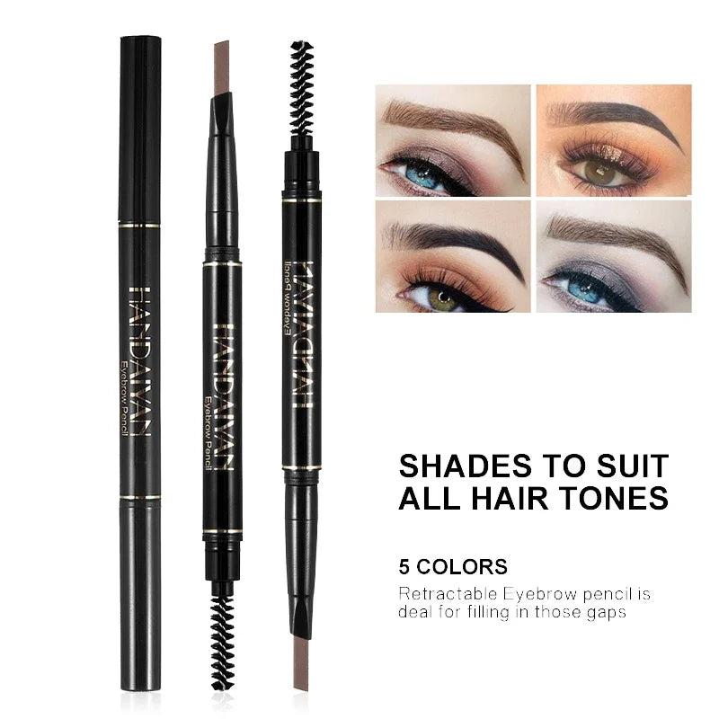 Double-Ended 5 Colors Eyebrow Pencil Natural Non-Fading Waterproof Long-Lasting Filling and Outlining Eyebrow