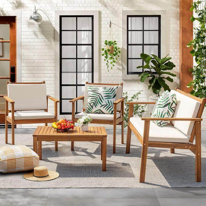 Outdoor Patio Conversation Sofa Set with Cushions 4 Piece