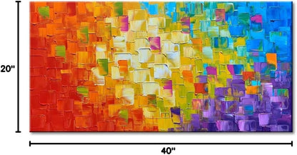 Stunning Hand-Painted Abstract Oil Painting on Canvas - Framed Wall Art, 40x20 Inches, Ready to Hang