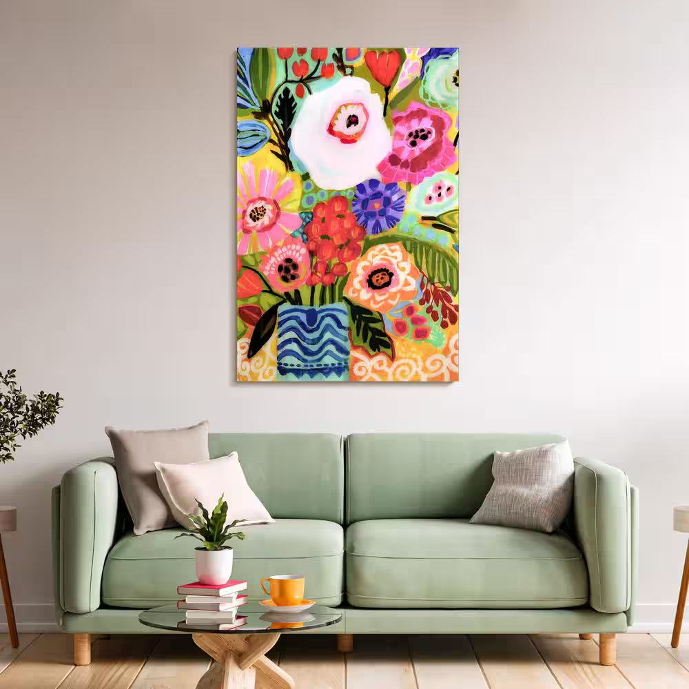 "Fresh Flowers in Vase II" by EAD Art Coop Frameless Free-Floating Tempered Art Glass Wall Art