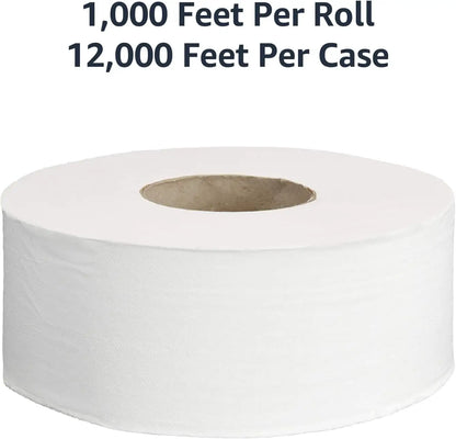 2-Ply White 9' Jumbo Roll Toilet Paper | Bulk for Business | Septic Safe | Universal Dispensers Compatible | FSC Certified