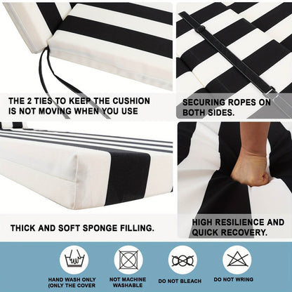 2PCS Patio Lounge Chair Cushions w/ Ties for Outdoor Comfort