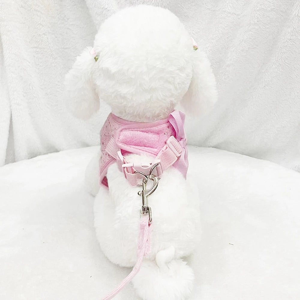 Cat Dog Harness Vest Chest Rope Set Rhinestone Adjustable Pet Harness for Small Medium Dogs Outdoor Walking Accessories