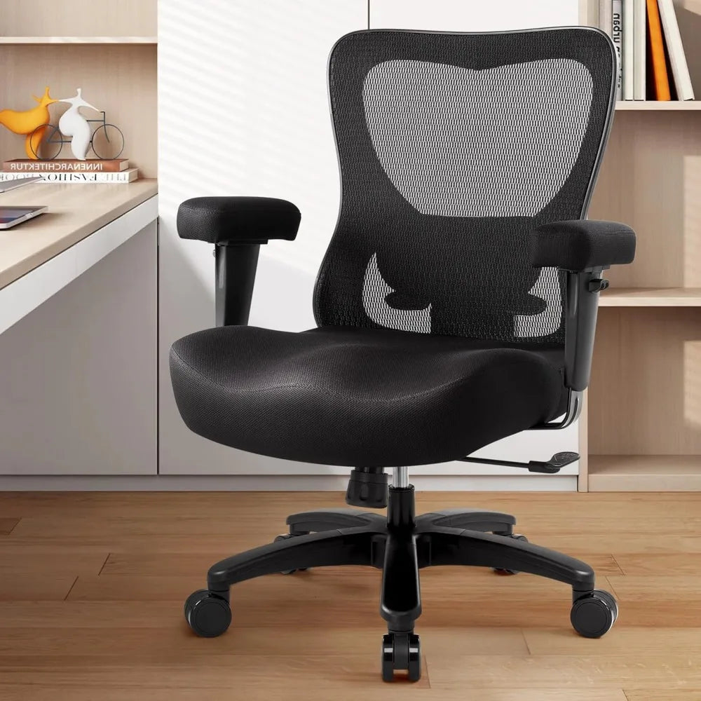 Big and Tall Office Chair 500Lbs, Ergonomic Heavy Duty Mesh Desk Chair, Executive Computer Chairs with Wide Thick Seat, Adjustab