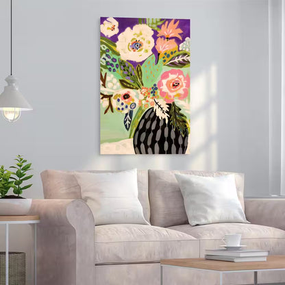 "Fresh Flowers in Vase I" by EAD Art Coop Frameless Free-Floating Tempered Art Glass Wall Art